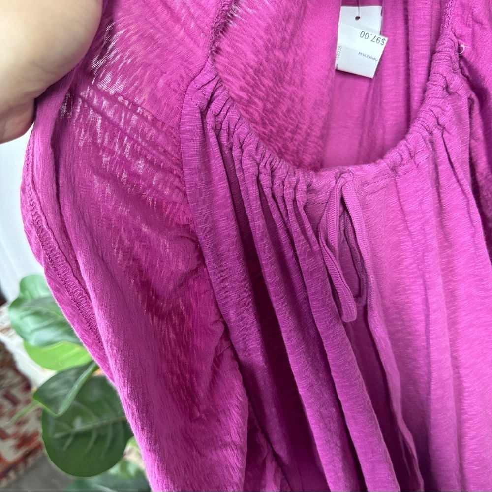 Free People Ruffle One Shoulder Maxi Dress sz M Raspberry - Picture 10 of 11